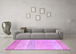 Machine Washable Oriental Purple Modern Area Rugs in a Living Room, wshabs1840pur