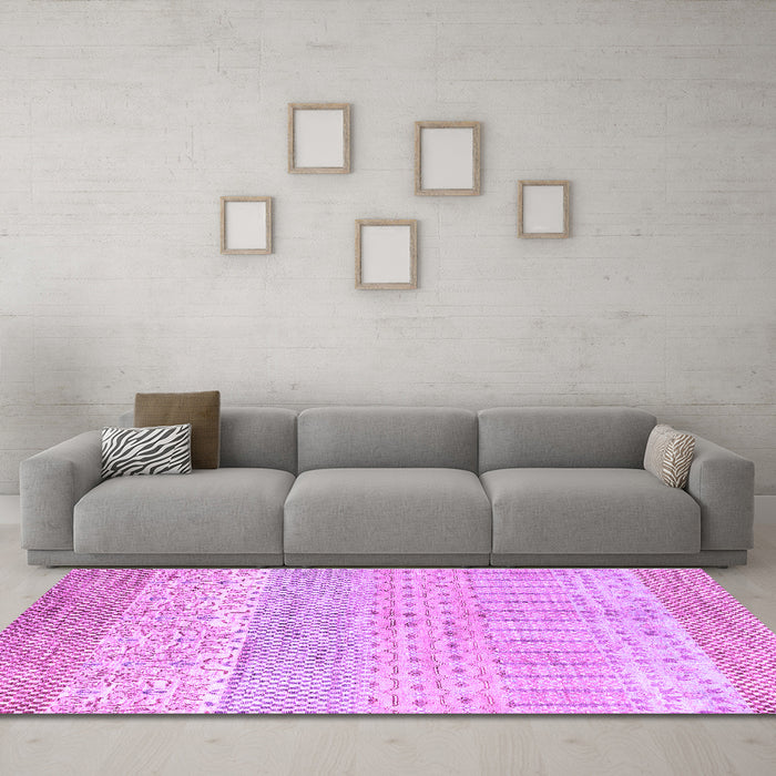 Machine Washable Oriental Purple Modern Area Rugs in a Living Room, wshabs1840pur