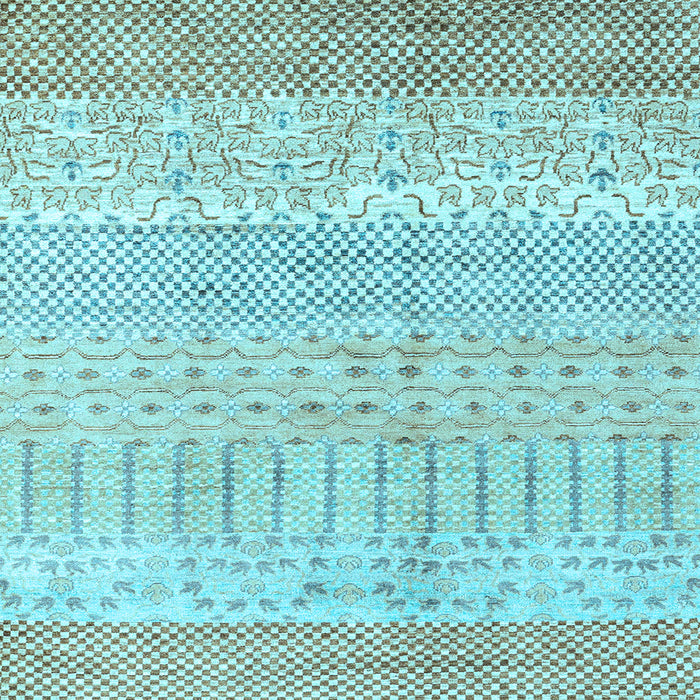 Square Machine Washable Oriental Light Blue Modern Rug, wshabs1840lblu