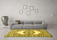 Machine Washable Oriental Yellow Modern Rug, wshabs1841yw