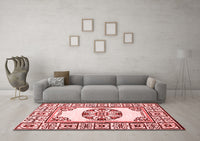 Machine Washable Oriental Red Modern Rug, wshabs1841red