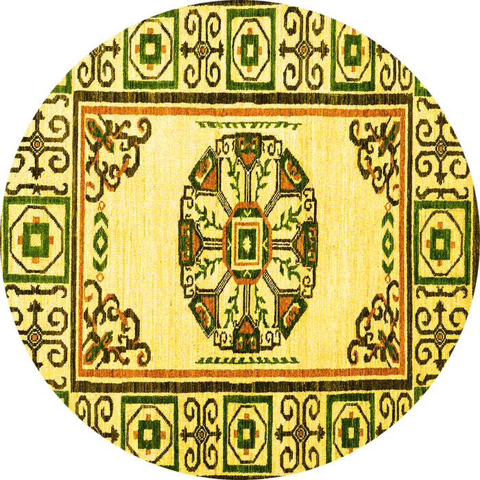 Round Oriental Yellow Modern Rug, abs1841yw