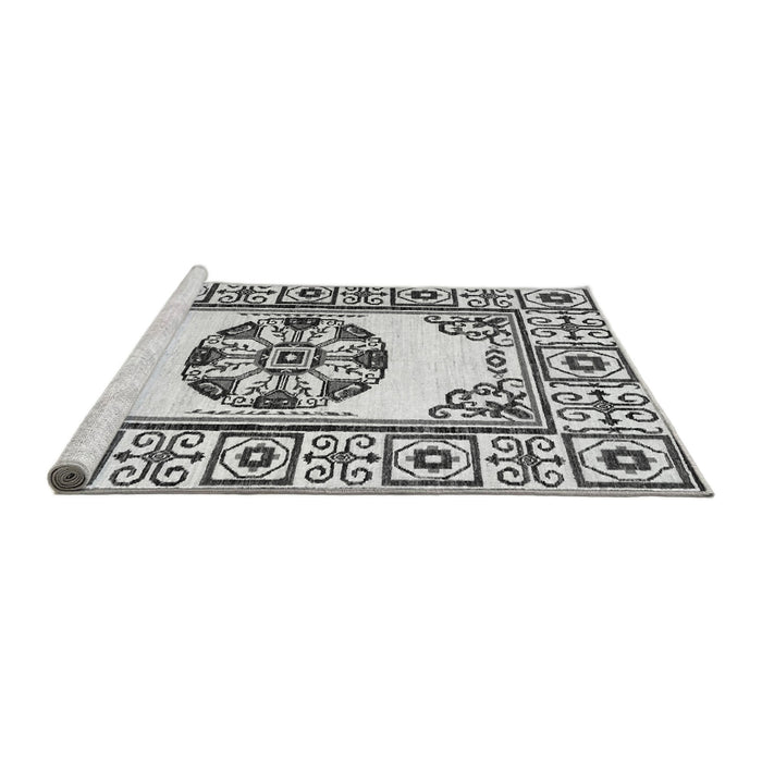 Sideview of Machine Washable Oriental Gray Modern Rug, wshabs1841gry