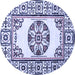 Round Machine Washable Oriental Blue Modern Rug, wshabs1841blu