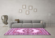 Machine Washable Oriental Pink Modern Rug in a Living Room, wshabs1841pnk