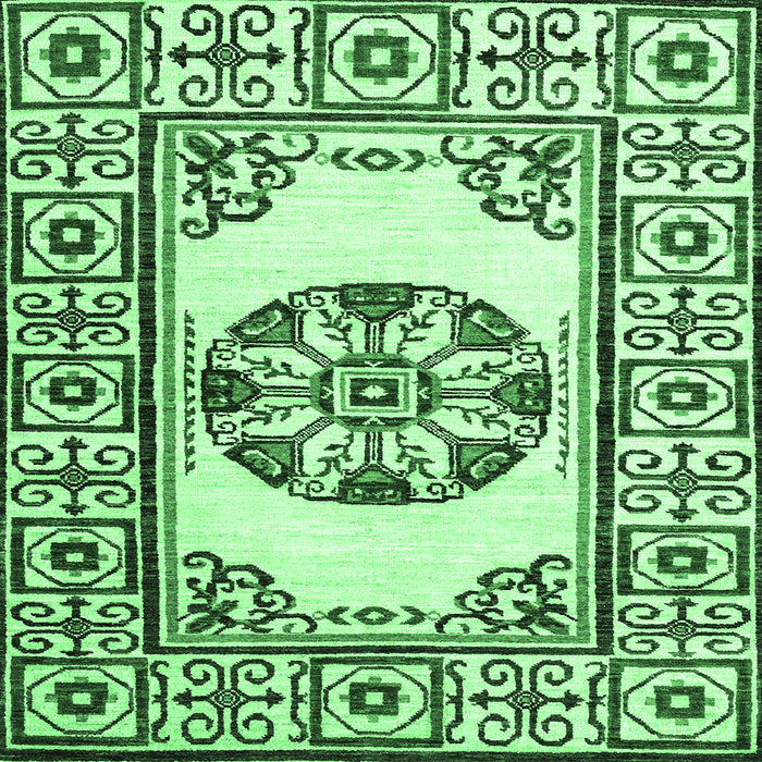 Square Machine Washable Oriental Emerald Green Modern Area Rugs, wshabs1841emgrn