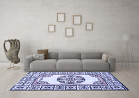 Machine Washable Oriental Blue Modern Rug, wshabs1841blu