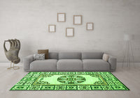 Machine Washable Oriental Green Modern Rug, wshabs1841grn