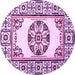 Round Machine Washable Oriental Purple Modern Area Rugs, wshabs1841pur