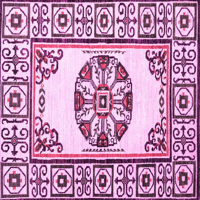 Square Machine Washable Oriental Pink Modern Rug, wshabs1841pnk