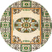 Round Abstract Khaki Gold Oriental Rug, abs1841