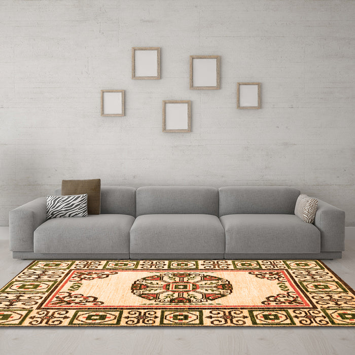 Machine Washable Oriental Orange Modern Area Rugs in a Living Room, wshabs1841org