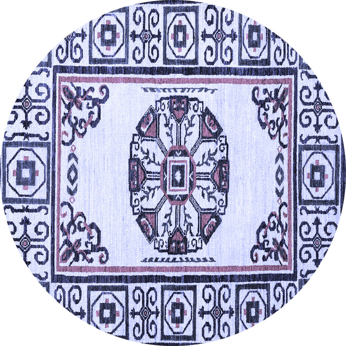 Round Oriental Blue Modern Rug, abs1841blu