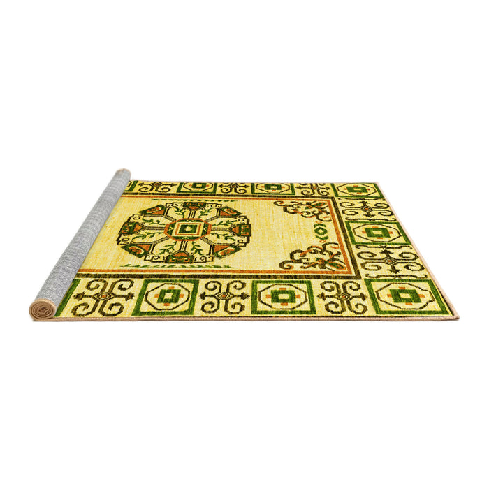 Sideview of Machine Washable Oriental Yellow Modern Rug, wshabs1841yw