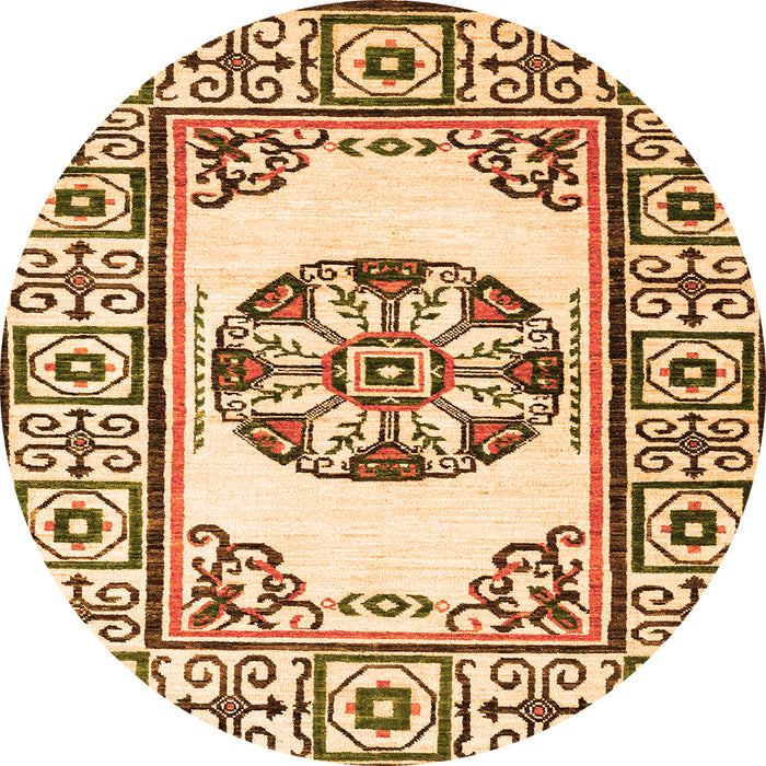 Round Oriental Orange Modern Rug, abs1841org