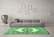 Machine Washable Oriental Emerald Green Modern Area Rugs in a Living Room,, wshabs1841emgrn