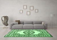 Machine Washable Oriental Emerald Green Modern Rug, wshabs1841emgrn