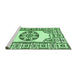 Sideview of Machine Washable Oriental Emerald Green Modern Area Rugs, wshabs1841emgrn