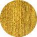 Round Machine Washable Oriental Yellow Modern Rug, wshabs1842yw