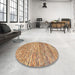 Round Abstract Red Oriental Rug in a Office, abs1842