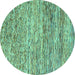 Round Oriental Turquoise Modern Rug, abs1842turq