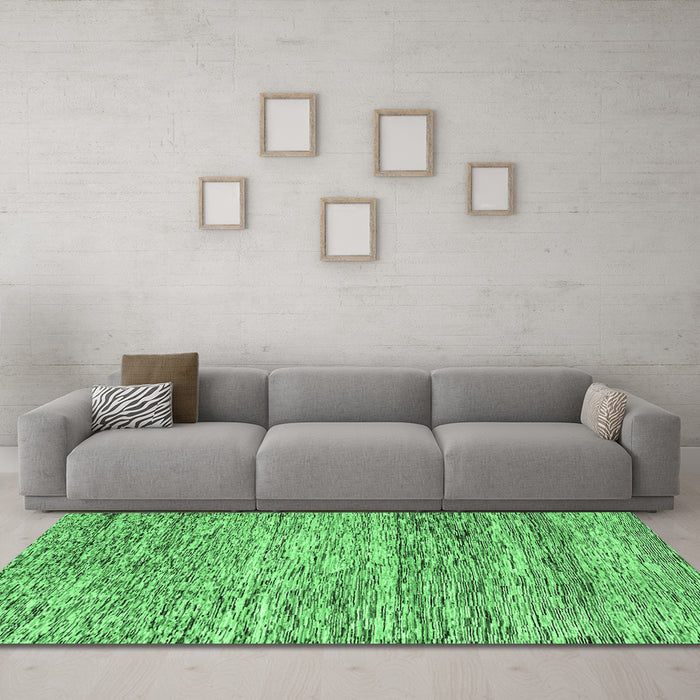 Machine Washable Oriental Emerald Green Modern Area Rugs in a Living Room,, wshabs1842emgrn