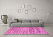 Machine Washable Oriental Pink Modern Rug in a Living Room, wshabs1842pnk