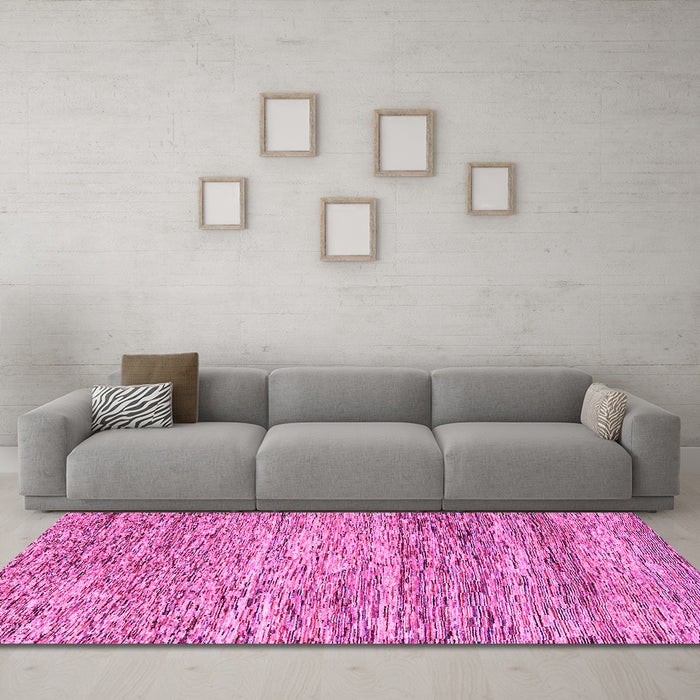 Machine Washable Oriental Pink Modern Rug in a Living Room, wshabs1842pnk