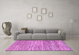 Machine Washable Oriental Purple Modern Area Rugs in a Living Room, wshabs1842pur