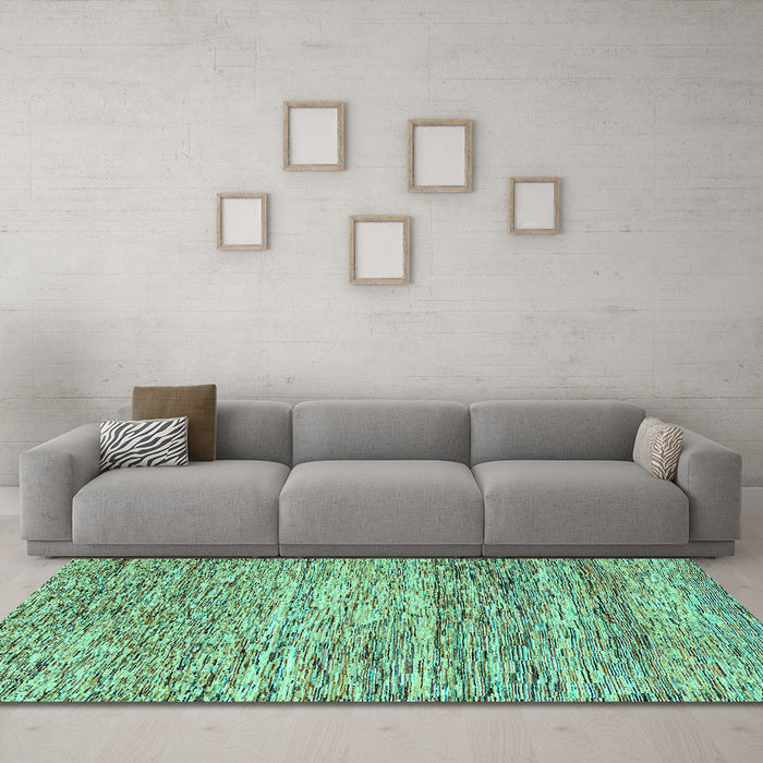 Machine Washable Oriental Turquoise Modern Area Rugs in a Living Room,, wshabs1842turq