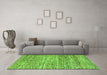 Machine Washable Oriental Green Modern Area Rugs in a Living Room,, wshabs1842grn