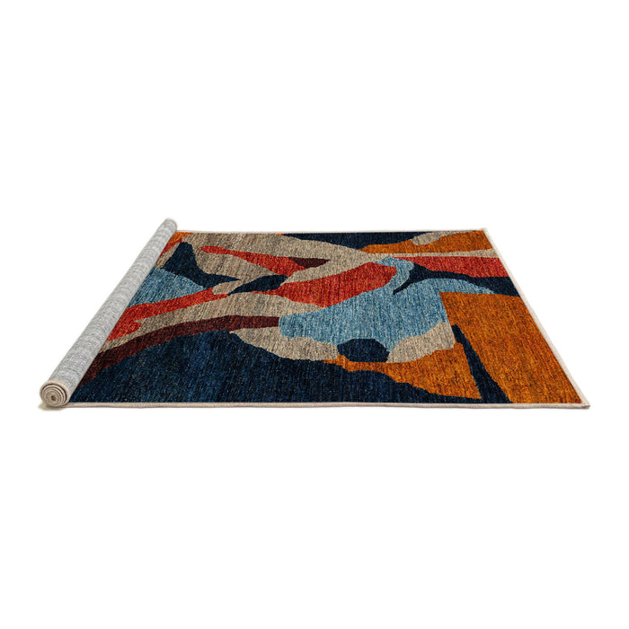 Sideview of Machine Washable Abstract Dark Almond Brown Rug, wshabs1843