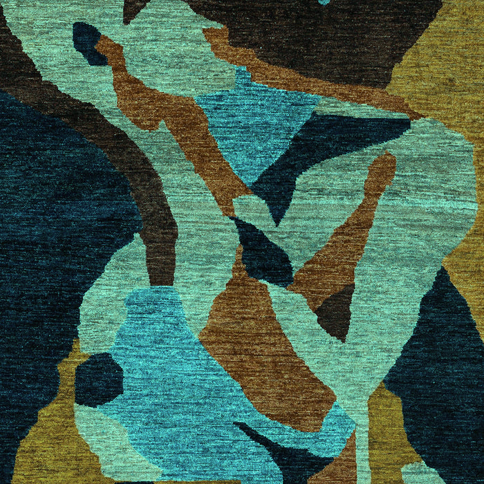 Machine Washable Oriental Turquoise Modern Area Rugs, wshabs1843turq