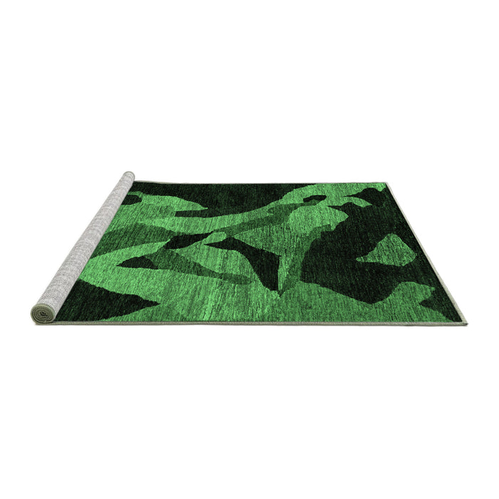 Sideview of Machine Washable Oriental Emerald Green Modern Area Rugs, wshabs1843emgrn
