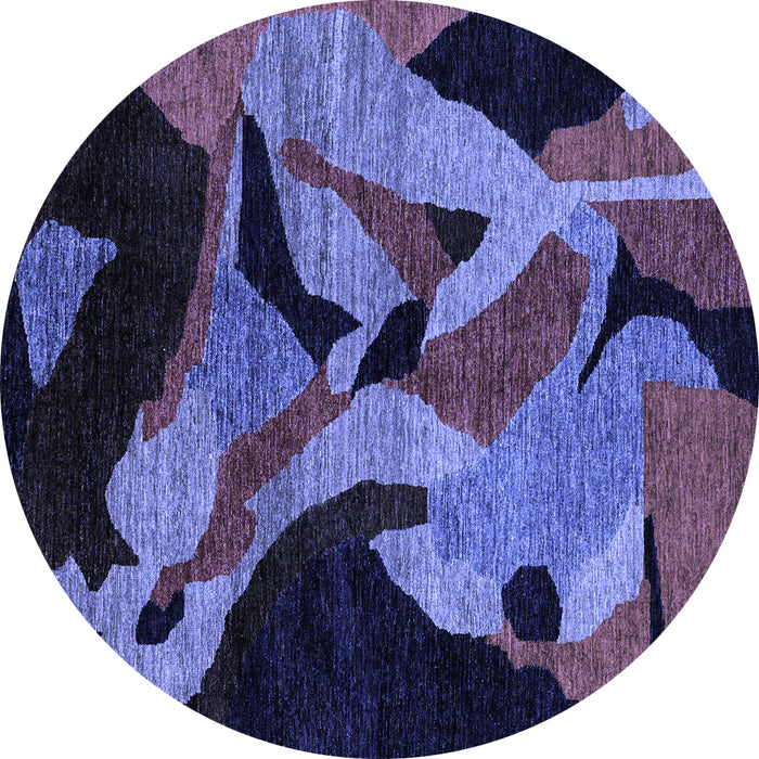 Round Machine Washable Oriental Blue Modern Rug, wshabs1843blu