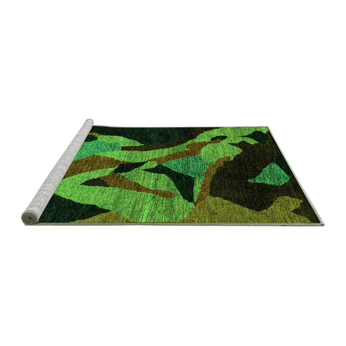 Sideview of Machine Washable Oriental Green Modern Area Rugs, wshabs1843grn