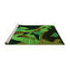 Sideview of Machine Washable Oriental Green Modern Area Rugs, wshabs1843grn