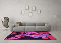 Machine Washable Oriental Pink Modern Rug, wshabs1843pnk