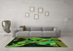 Machine Washable Oriental Green Modern Area Rugs in a Living Room,, wshabs1843grn