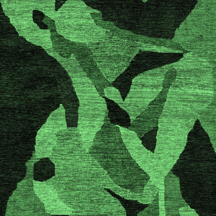 Machine Washable Oriental Emerald Green Modern Area Rugs, wshabs1843emgrn