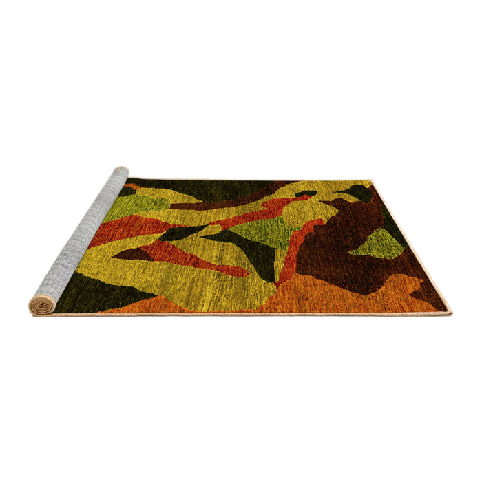Sideview of Machine Washable Oriental Yellow Modern Rug, wshabs1843yw