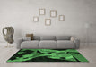 Machine Washable Oriental Emerald Green Modern Area Rugs in a Living Room,, wshabs1843emgrn