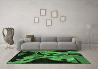 Machine Washable Oriental Emerald Green Modern Rug, wshabs1843emgrn