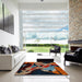 Square Abstract Dark Almond Brown Oriental Rug in a Living Room, abs1843