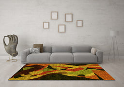 Machine Washable Oriental Yellow Modern Rug in a Living Room, wshabs1843yw