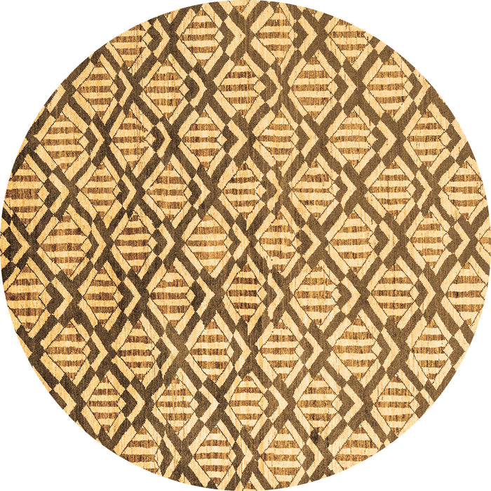 Round Machine Washable Oriental Brown Modern Rug, wshabs1844brn