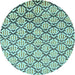 Round Machine Washable Oriental Light Blue Modern Rug, wshabs1844lblu