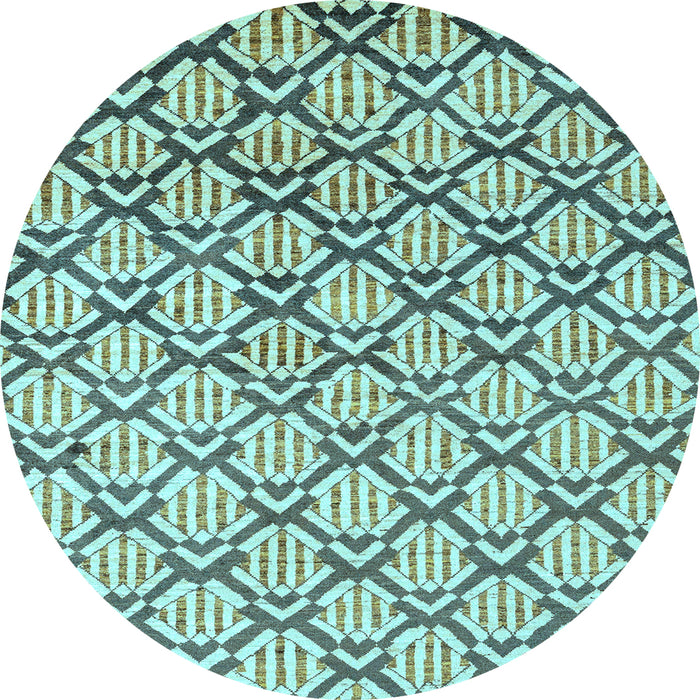 Round Oriental Light Blue Modern Rug, abs1844lblu