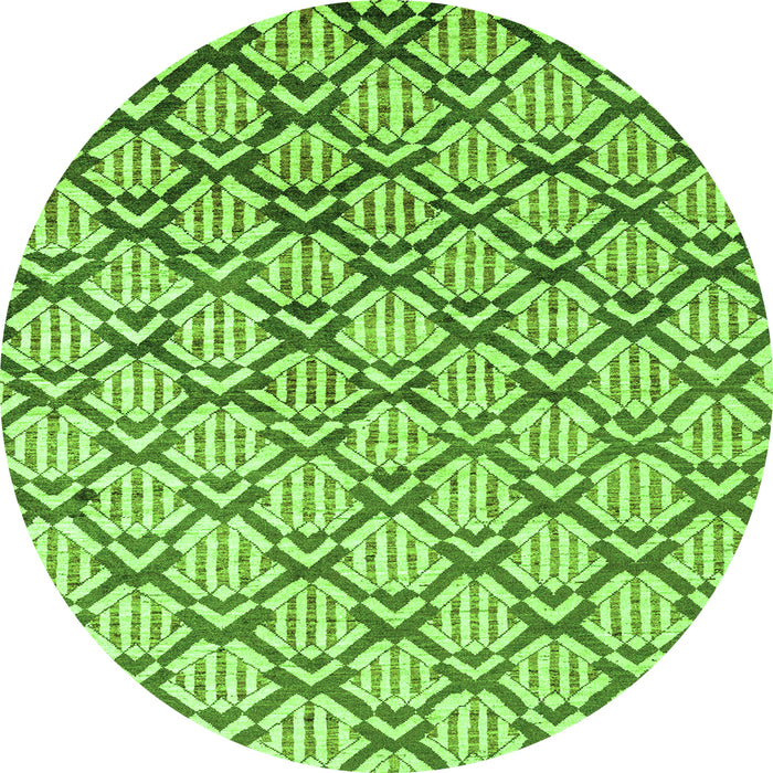 Round Machine Washable Oriental Green Modern Area Rugs, wshabs1844grn