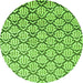 Round Machine Washable Oriental Green Modern Area Rugs, wshabs1844grn